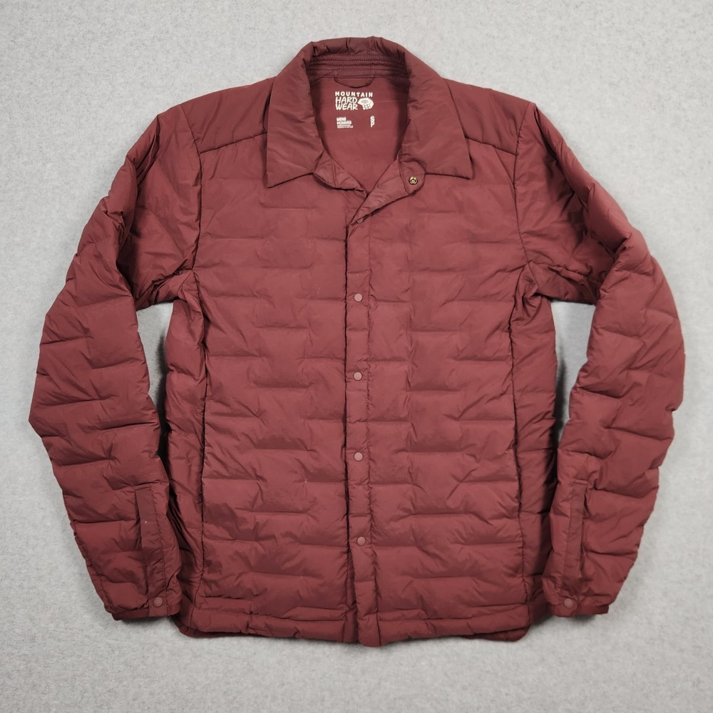 Mountain Hardwear Shirt Jacket Mens Small Red Stretchdown Shacket Puffer Snap
